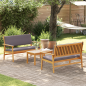 Set di divani da giardino a 3 pezzi con cuscini in legno massello di acacia Set di divani da giardino a 3 pezzi con cuscini in legno massello di acacia