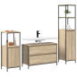 Set di mobili da bagno 3 pezzi in legno ingegnerizzato Rovere di vidaXL Set di mobili da bagno 3 pezzi in legno ingegnerizzato Rovere di vidaXL