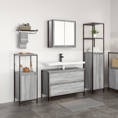 Set di mobili per bagno 3 pezzi vidaXL Grigio Legno ingegnerizzato