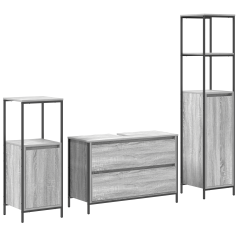 Set di mobili per bagno 3 pezzi vidaXL Grigio Legno ingegnerizzato