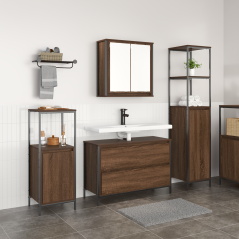 Set di Mobili per Bagno in 3 Pezzi in Legno Ingegnerizzato Marrone
