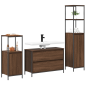 Set di Mobili per Bagno in 3 Pezzi in Legno Ingegnerizzato Marrone Set di Mobili per Bagno in 3 Pezzi in Legno Ingegnerizzato Marrone