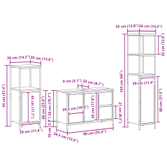 vidaXL Set di Mobili da Bagno a 3 Pezzi in Legno ingegnerizzato Rovere Affumicato