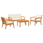 Set Bistro da 4 Pezzi con Cuscini in Legno Massello di Acacia Set Bistro da 4 Pezzi con Cuscini in Legno Massello di Acacia