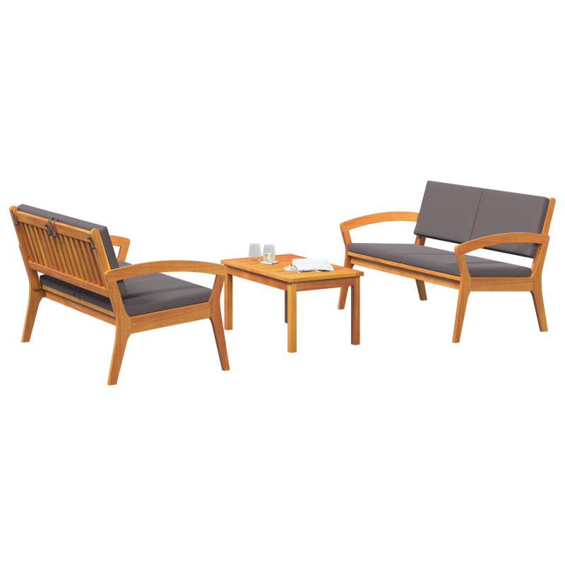 vidaXL Set Bistro da 3 Pezzi con Cuscini - Legno Massello di Acacia vidaXL Set Bistro da 3 Pezzi con Cuscini - Legno Massello di Acacia