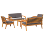 vidaXL Set Bistro da 5 Pezzi con Cuscini in Legno Massello di Acacia vidaXL Set Bistro da 5 Pezzi con Cuscini in Legno Massello di Acacia