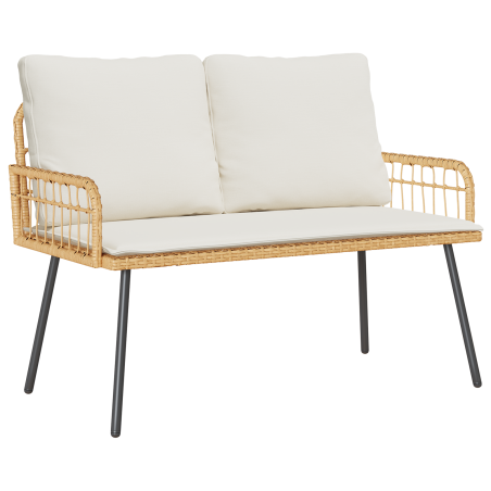 Set da Pranzo da Giardino 2 Pezzi con Cuscini in Polyrattan Naturale