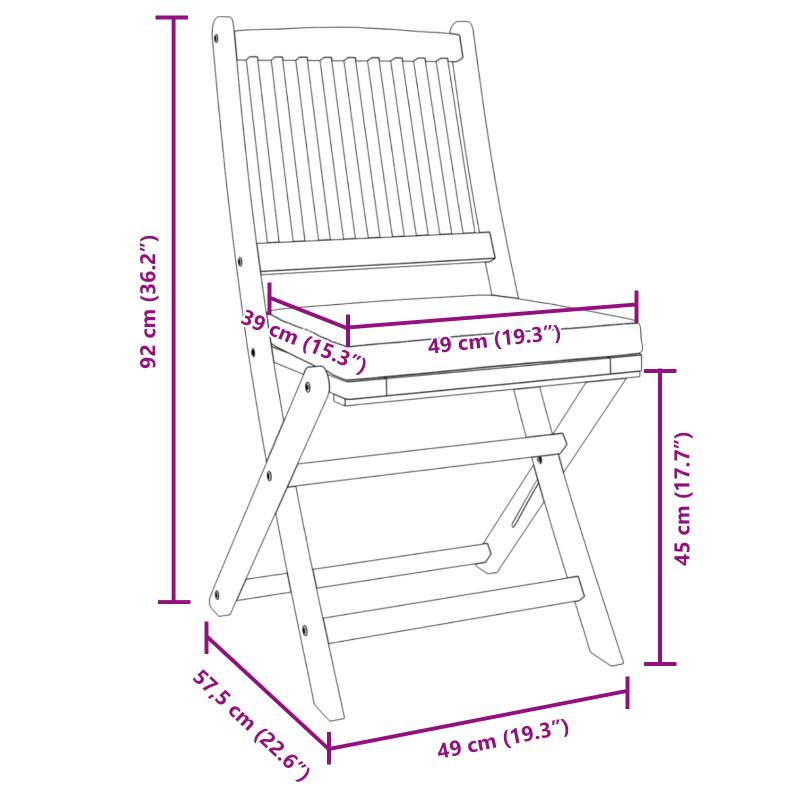 Sedia da Giardino Pieghevole vidaXL con Cuscino Bianco 4pcs in Legno di Acacia Solido Sedia da Giardino Pieghevole vidaXL con Cuscino Bianco 4pcs in Legno di Acacia Solido