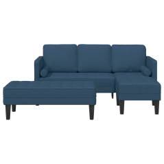 vidaXL Set Divano da 2 pezzi con Cuscini Blu in Tessuto