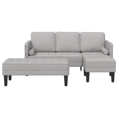vidaXL Set di divani a 2 pezzi con cuscini in tessuto grigio nuvola