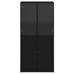 vidaXL Highboard con Ante Rovere Nero 68x37x142 cm Legno ingegnerizzato