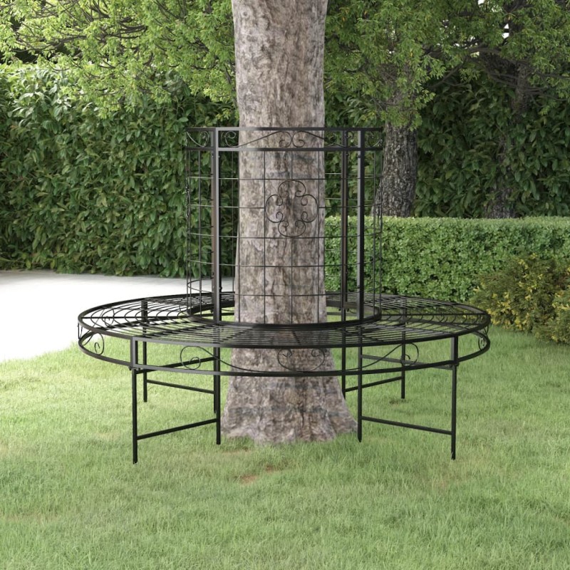 Panchina per Albero Circolare Ø137 cm Nera in Acciaio Panchina per Albero Circolare Ø137 cm Nera in Acciaio