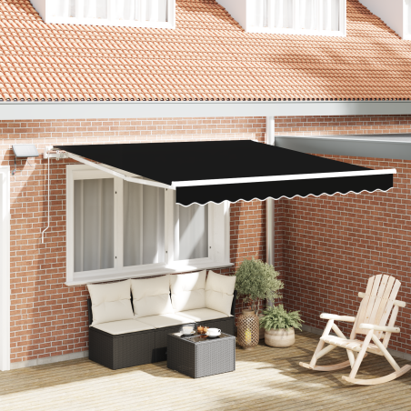 Tenda retrattile manuale con LED nera 300x250 cm