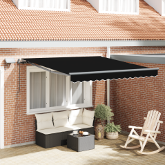 Tenda retrattile manuale vidaXL con LED nera 300x250 cm