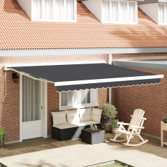 vidaXL Tenda Retrattile Manuale Arancione e Bianca, 350x250 cm