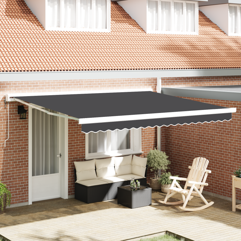 vidaXL Tenda Retrattile Manuale Arancione e Bianca, 350x250 cm vidaXL Tenda Retrattile Manuale Arancione e Bianca, 350x250 cm