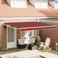 vidaXL Tenda Retrattile Manuale con LED Arancione e Marrone 350x250 cm