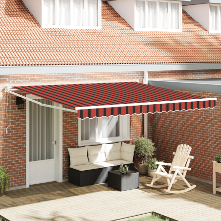 vidaXL Tenda Retrattile Manuale con LED Arancione e Marrone 350x250 cm