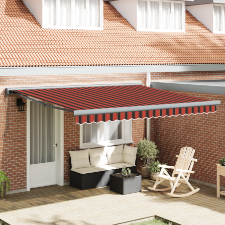 vidaXL Tenda Retrattile Manuale con LED Arancione e Marrone 350x250 cm