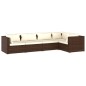 Set Divani da Giardino 5 pz con Cuscini in Polyrattan Marrone Set Divani da Giardino 5 pz con Cuscini in Polyrattan Marrone
