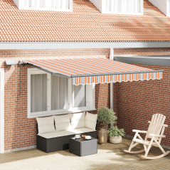 vidaXL Tenda Retrattile Manuale con Striscia LED Multicolore 350x250 cm