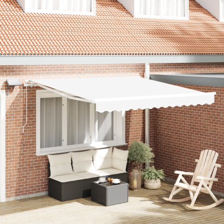 vidaXL Tenda Retrattile Manuale con LED Bianca 350x250 cm