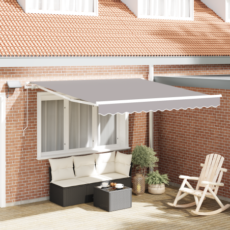 vidaXL Tenda retrattile manuale con luce LED grigio chiaro 350x250 cm