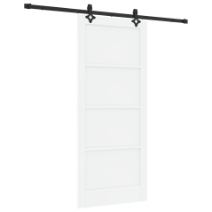 Porta Scorrevole vidaXL con Set di Ferramenta Bianca 86x198.5 cm in Legno di Pino Massello