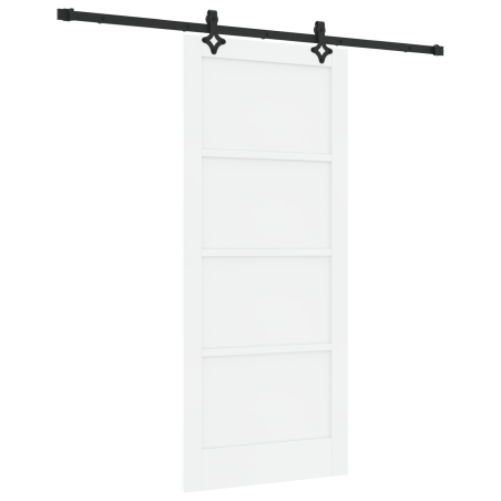 Porta Scorrevole vidaXL con Set di Ferramenta Bianca 86x198.5 cm in Legno di Pino Massello
