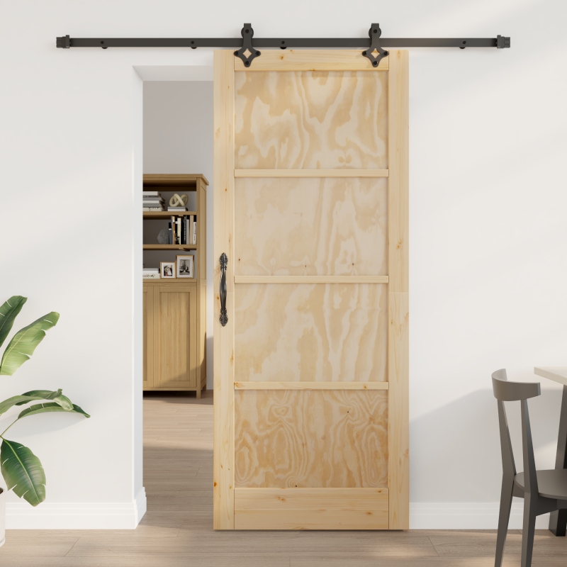 Porta scorrevole vidaXL con kit hardware 86x211 cm in legno massello di pino Porta scorrevole vidaXL con kit hardware 86x211 cm in legno massello di pino
