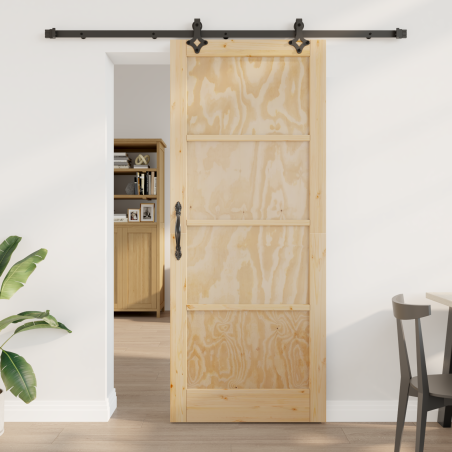 Porta scorrevole vidaXL con kit hardware 86x211 cm in legno massello di pino