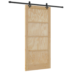 Porta Scorrevole vidaXL con Set di Ferramenta 93x202 cm Legno Solido di Pino