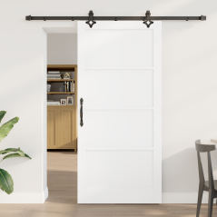 Porta Scorrevole vidaXL con Set di Hardware Bianca 93x202 cm Legno Massello Pino