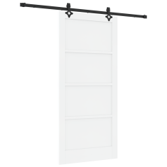 Porta Scorrevole vidaXL con Set di Hardware Bianca 93x202 cm Legno Massello Pino