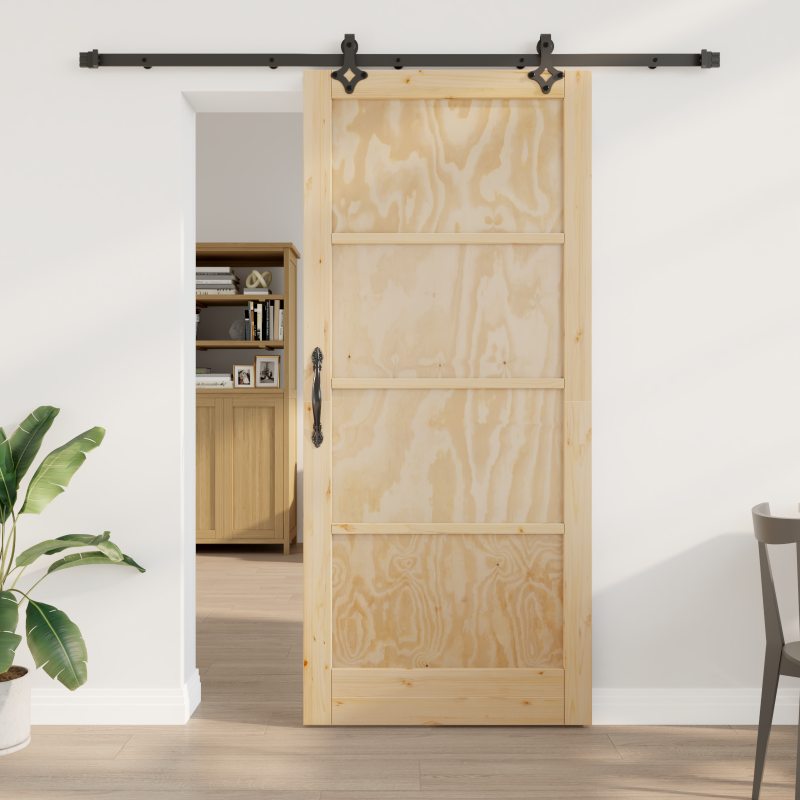 Porta Scorrevole vidaXL con Set di Accessori 93x211 cm Legno Massello di Pino