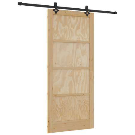 Porta Scorrevole vidaXL con Set di Accessori 93x211 cm Legno Massello di Pino