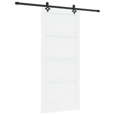 Porta Scorrevole vidaXL con Set di Ferramenta Bianca 93x211 cm in Legno di Pino Massello