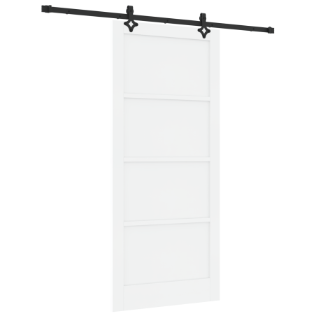 Porta Scorrevole vidaXL con Set di Ferramenta Bianca 93x211 cm in Legno di Pino Massello