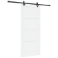Porta Scorrevole vidaXL con Set di Ferramenta Bianca 93x211 cm in Legno di Pino Massello