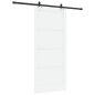 Porta Scorrevole vidaXL con Set di Ferramenta Bianca 93x211 cm in Legno di Pino Massello