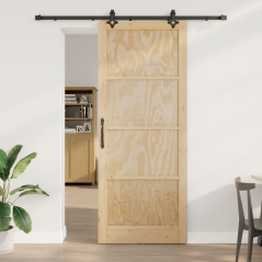 Porta Scorrevole vidaXL con Set Hardware 93x232 cm Legno Massello di Pino