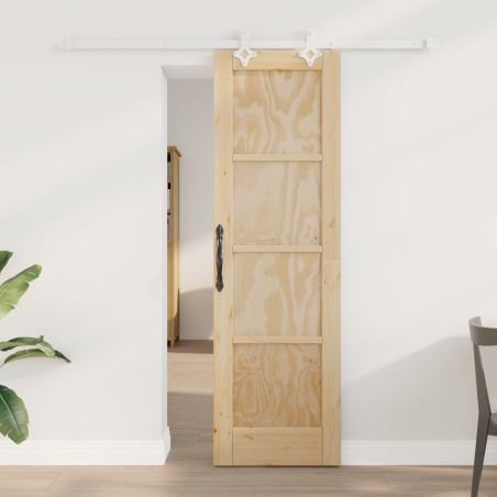 Porta Scorrevole vidaXL con Set di Accessori 61x198.5 cm Legno Massello di Pino