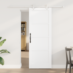 Porta scorrevole vidaXL con set di accessori bianco 73.5x198.5 cm legno massello di pino