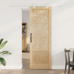 Porta Scorrevole vidaXL con Set di Ferramenta 73.5x211 cm Legno Massello Pino