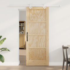 Porta Scorrevole vidaXL con Set Hardware 78x202 cm Legno Massello di Pino