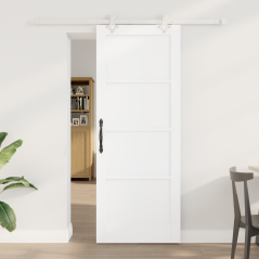 Porta scorrevole vidaXL con set di accessori bianco 78x202 cm in legno massiccio di pino