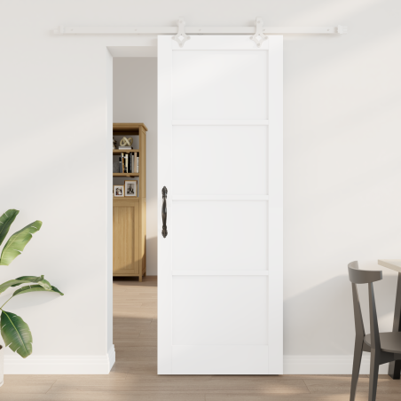 Porta Scorrevole vidaXL con Set di Ferramenta Bianca 78x211 cm Legno Massello di Pino
