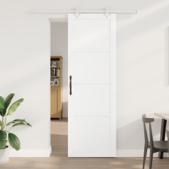 Porta Scorrevole vidaXL con Set di Accessori Bianca 78x232 cm in Legno Massello di Pino
