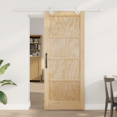 Porta scorrevole vidaXL con kit di hardware 83x202 cm Legno Massello di Pino