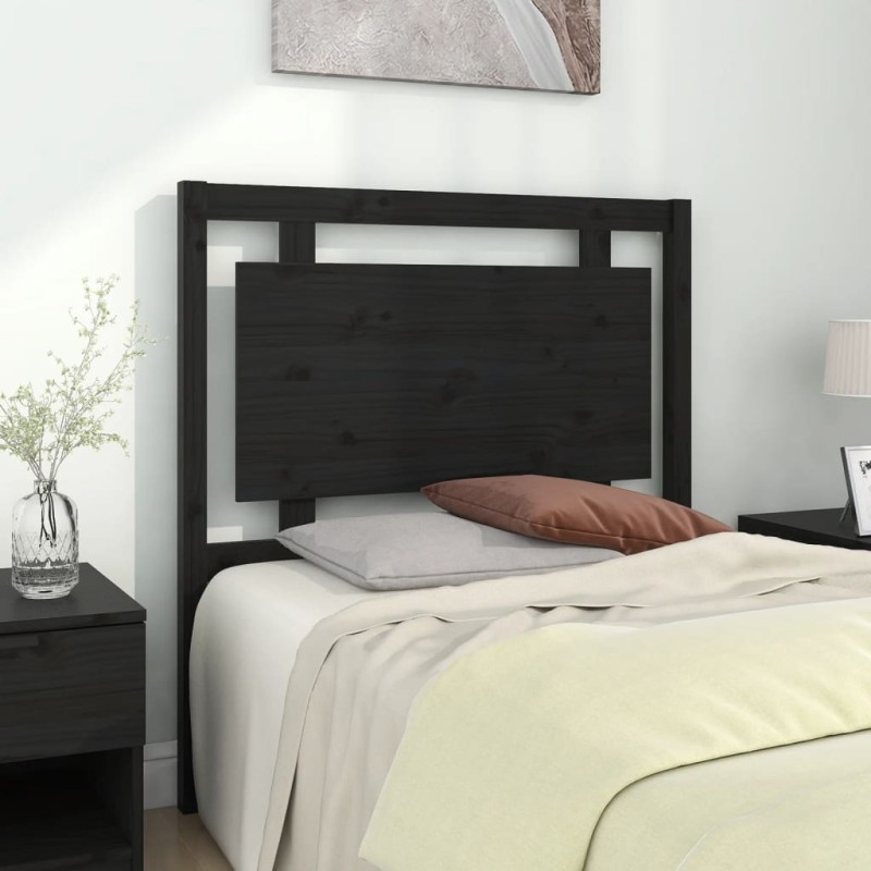 Testiera per Letto Nera 95,5x4x100 cm Legno Massello di Pino Testiera per Letto Nera 95,5x4x100 cm Legno Massello di Pino